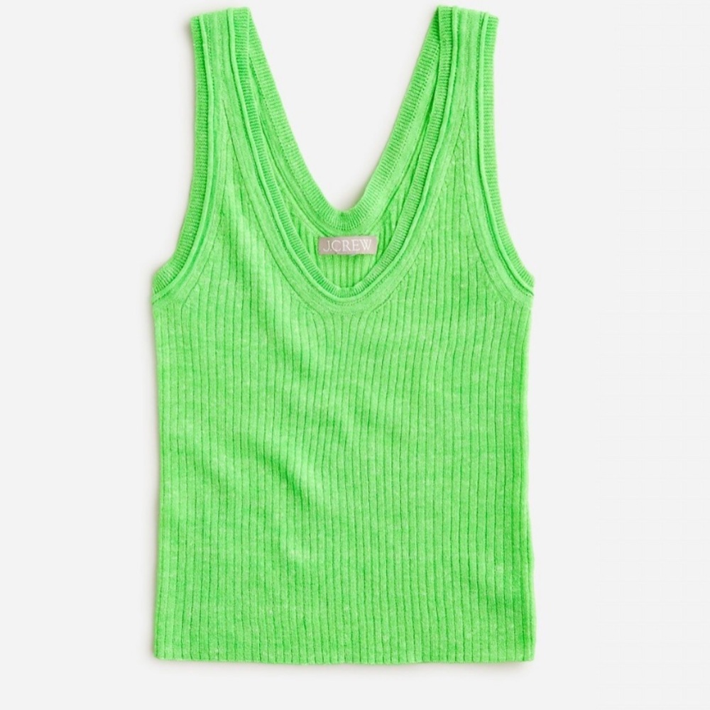 J. Crew Merino Wool & Linen Blend Sweater Tank in Summer Lime Green size XL